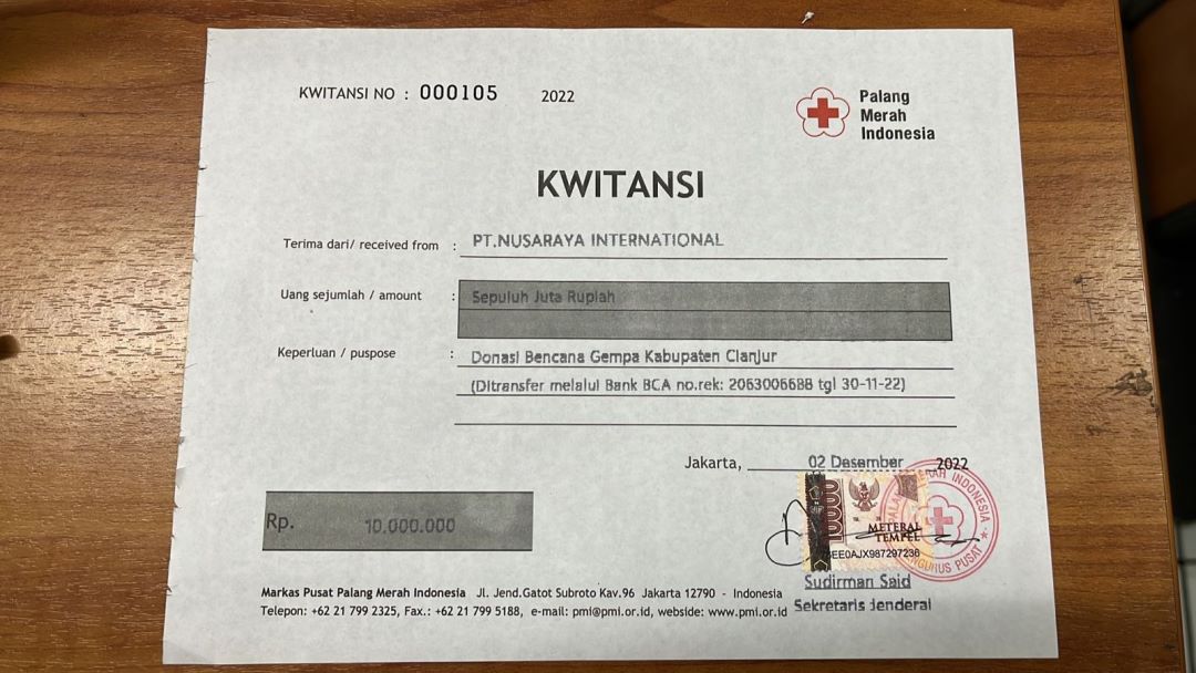 地震无情人间有爱，千岛为西爪哇地震灾区捐款献爱心