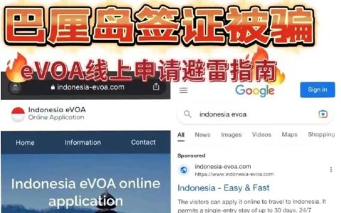 申请巴厘岛电子落地签E-VOA被骗，注意钓鱼站