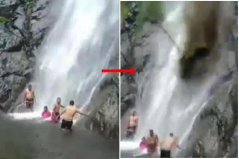 印尼游客在东爪哇瀑布玩水被泥石流爆头身亡