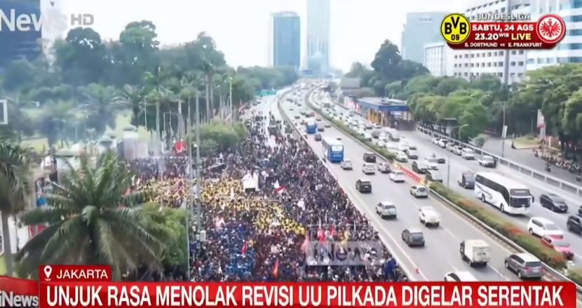 印尼大规模示威：反对地方选举法案修改