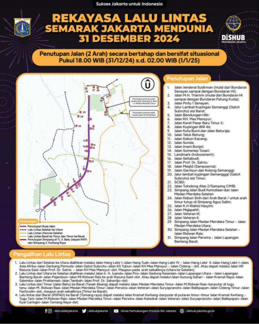 雅加达跨年道路交通安排