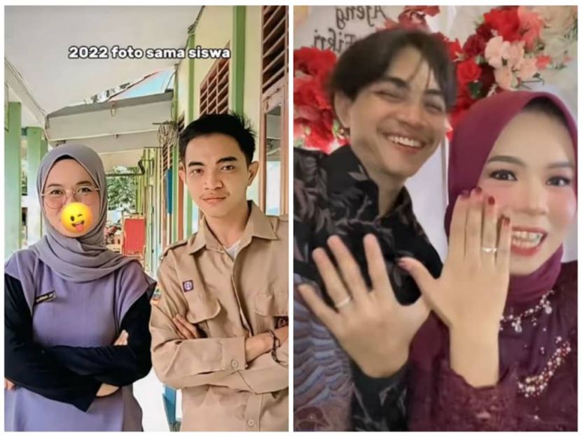 印尼一男高中生毕业后将老师变老婆