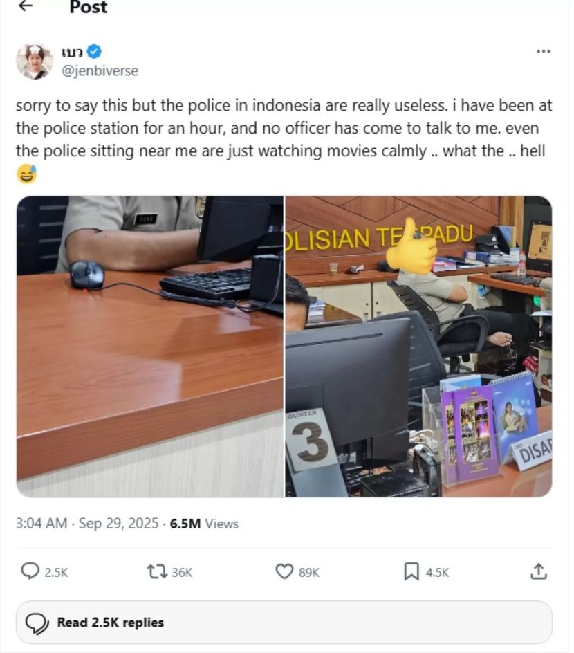 印尼警察醉心电影无视外国人求助